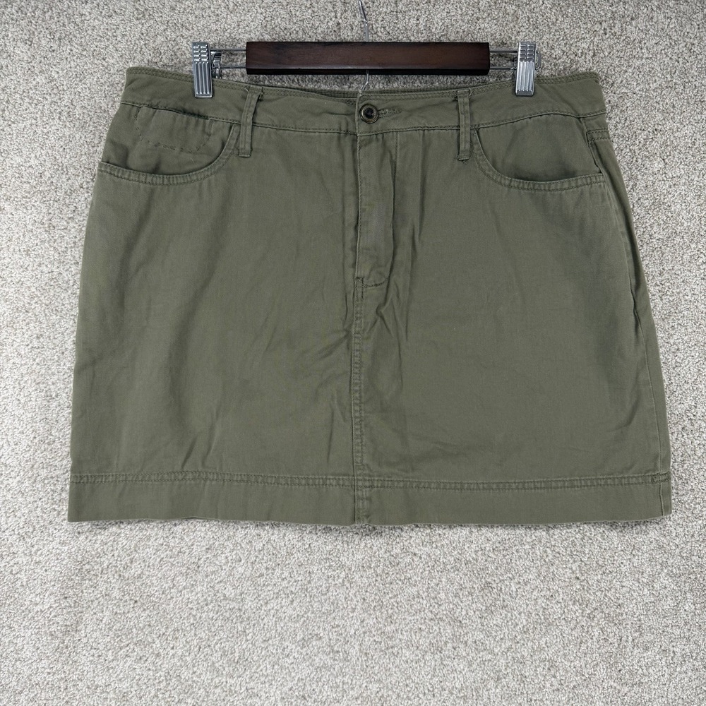 Y2K Army Green Mini Skirt Utility Denim Goth Punk Grunge Faded Glory 12 Pockets